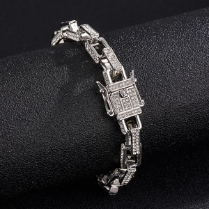 Collier maille cubaine Miami avec cristaux brillants et fermoir à boîte sécurisé