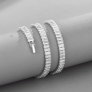 Classic silver tennis bracelet with rectangular baguette cubic zirconia and secure clasp