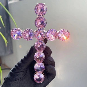 Pendentif Croix Hip Hop Large en Zirconia pour Hommes Femmes Alliage Iced Out Bling Charme Religieux pour Rapper DJ Chanteur Bijoux