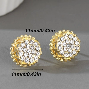 Boucles d'oreilles hip hop rondes de 11mm plaquées or avec strass pour hommes