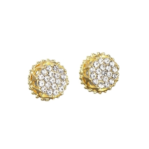 Boucles d'oreilles homme hip hop rondes dorées avec cristaux brillants sertis