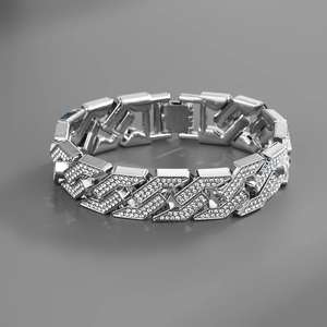 Unisex Hip Hop Iced Out Cuban Link Bracelet Alloy Rhinestone Thick Chain Wide Versatile Trendy Nightclub Jewelry For Men Women