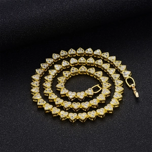 Luxury 18K gold-plated heart-shaped zircon tennis necklace with high-shine crystals