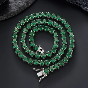 Collana Hip Hop Tennis Chain con Zirconia Verde Smeraldo Lega di Zinco Iced Out Collane Geometriche per Uomo Donna Gioielli