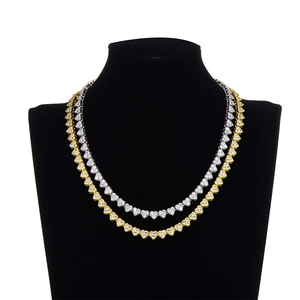 Luxurious double-layer heart-shaped zircon necklace in gold and silver finish