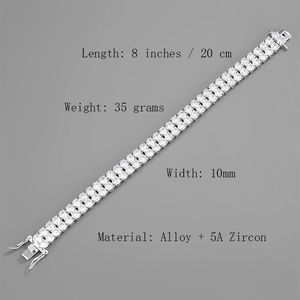 14k gold Cuban link bracelet with double rows of 5A zircons and a secure plug-in clasp