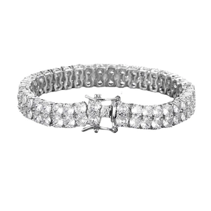 Elegant 14k gold double row zircon cuban chain necklace with secure double side safety clasp