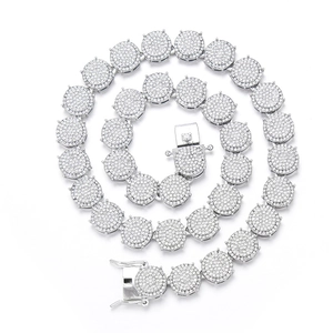 Collana cubana da 13mm stile hip hop in argento con zirconi incastonati e chiusura sicura