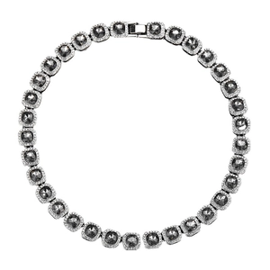 Collana a catena cubana con pietre quadrate di ossidiana e cristalli micro-pave