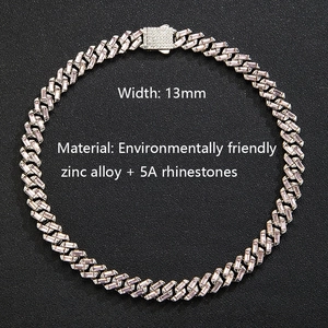 13mm heren roze zirkoon Cubaanse schakelketting ketting in Hip Hop stijl