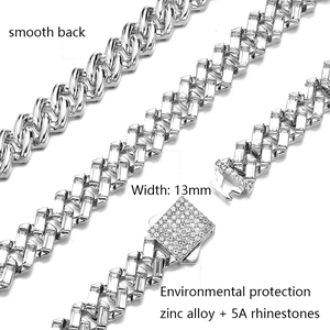 13mm zilveren Cuban link ketting met 5A zirkonia voor een stoere hiphop look