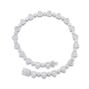 Collana e Bracciale Hip Hop Iced Out Cuore Zircone Geometrica Catena Cubana Uomo Donna Lega Gioielli Streetwear Accessori Festa