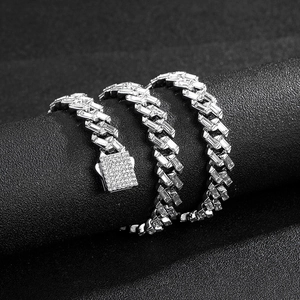 Zilveren Cubaanse schakelketting met baguette-geslepen zirkonia voor hiphop streetwear