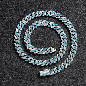Iced Out Cuban Link Chain Necklace For Men Women Hip Hop Jewelry Rhinestone Pave Alloy Gold Silver Two Tone Choker Party Accessory