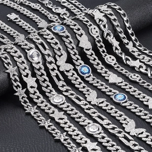 Collana Hip Hop Cuban Link con Strass in Lega Ciondolo Cuore Farfalla Stella Catena per Uomo Donna Gioielli Street Trendy