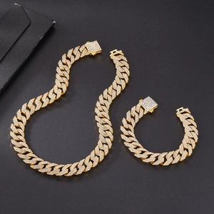 Hip Hop Iced Out Cuban Link Chain Necklace Gold Silver Alloy Rhinestone Multi Row Diamond Street Style Jewelry For Men Women