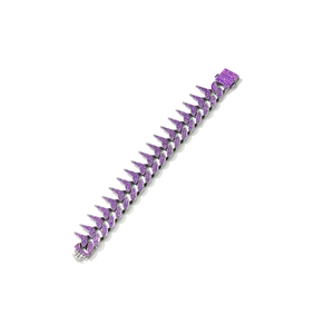 Bracelet gourmette à épines style hip hop en argent avec pierres de zircon violettes