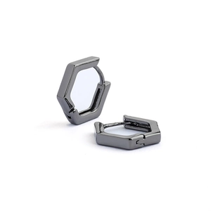 Boucles d'Oreilles Créoles Hexagonales Minimalistes En Alliage De Zinc Géométriques Électroplaquées Huggie Pour Hommes Femmes Bijoux