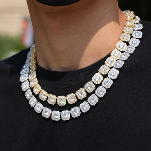 Iced out hip hop αλυσίδες με τετράγωνους συνδέσμους σε χρυσό και ασήμι με ζιργκόν