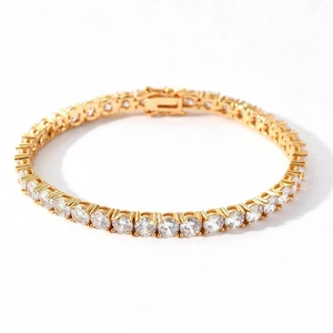 Ensemble Bracelet Et Collier Unisexe Hip Hop Tennis Chain Zirconia Incrusté Or Argent Électroplaqué Bijoux De Luxe Pour Hommes Femmes Cadeau Fête