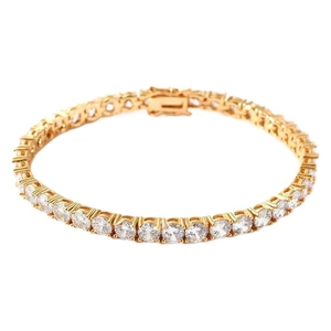 Bracelet tennis classique plaqué or 4mm avec cristaux brillants de zircone cubique ronde