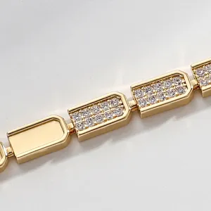 Luxury gold plated Cuban link bracelet with sparkling micro-pasted cubic zirconia stones