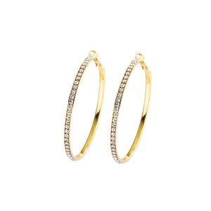 Elegant large gold hoop earrings encrusted with sparkling white cubic zirconia stones