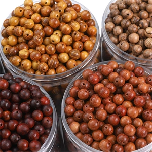Polished natural wooden beads set in four colors for DIY bracelet and craft making