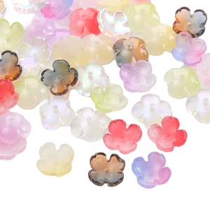 Detail of colorful mixed translucent glass flower beads for DIY jewelry making accessories