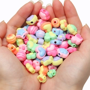 Colorful macaron acrylic DIY beads set with heart and star shapes for jewelry making