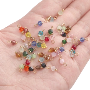 Colorful 4mm faceted glass bead charms with gold loops for DIY jewelry making