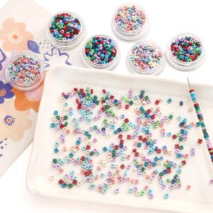 Colorful macaron cube beads for DIY jewelry making in various matte pastel finishes