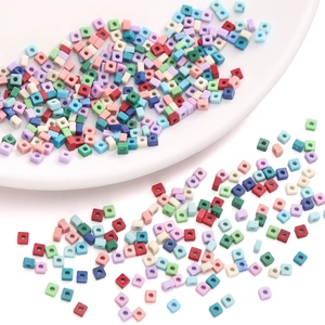 Colorful macaron square cube spacer beads for handmade DIY bracelet and jewelry making