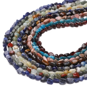 Polished natural gemstone chip beads in assorted colors for DIY jewelry making