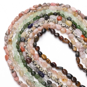 Macro detail of polished irregular natural gemstone beads for DIY jewelry making