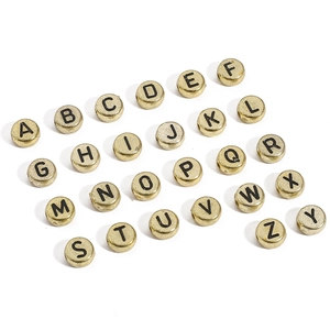 Golden acrylic 4x7mm alphabet beads set from A to Z for DIY bracelet and jewelry making