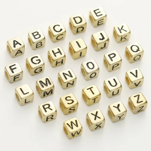 Gold Acrylic Alphabet Letter Beads Cube Square Spacer Beads For DIY Jewelry Making Bracelet Necklace Personalised Crafts