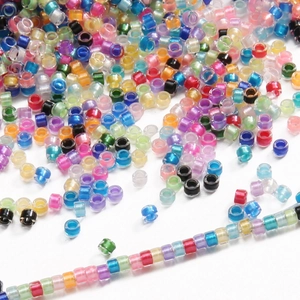 Colorful mix of glass seed beads for DIY jewelry with small cylindrical bead design