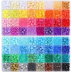Kit de perles arc-en-ciel DIY avec perles en plastique colorées en boîtes de rangement