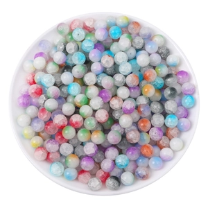 10mm bunte Crackle-Glasperlen in weißer Schale für DIY-Schmuck und Bastelarbeiten