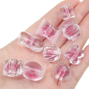 Perles en acrylique rose en forme de cœur et de chat pour bijoux DIY et chaînes de téléphone