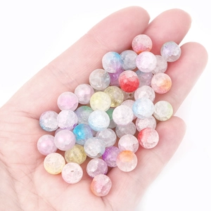 Mezcla de cuentas redondas de vidrio craquelado de 8mm para joyería DIY en la mano
