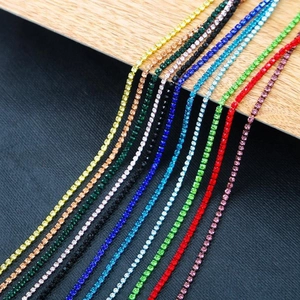 Kleurrijke Legering Strass Klauwketting Dichte Tennisketting DIY Sieraden Maken Materiaal Knutselaccessoire Voor Decoratie