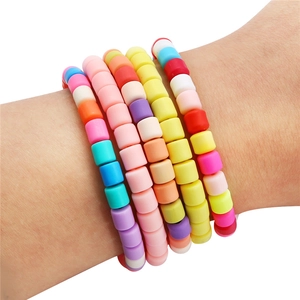 Regenboog macaron 6mm polymeerklei kralen armbanden set voor DIY sieraden maken