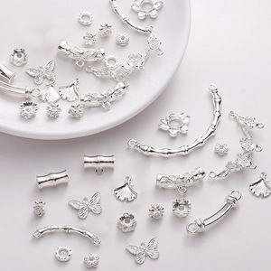 Silver butterfly and ginkgo leaf alloy charms set for DIY jewelry making and necklaces