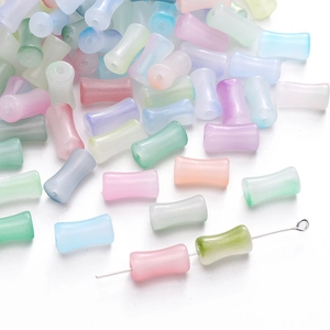 Perline di vetro a bambù sfumato 6x12mm per creazione di bracciali e collane DIY