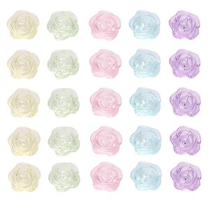 25 pieces of 18mm translucent resin rose beads in 5 macaron colors for DIY jewelry making