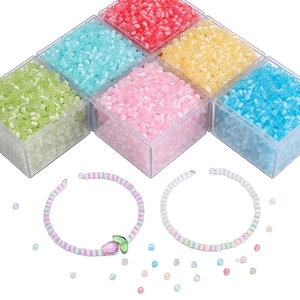 Macro shot of 4mm jelly cat-eye glass beads in six vibrant colors for DIY jewelry making