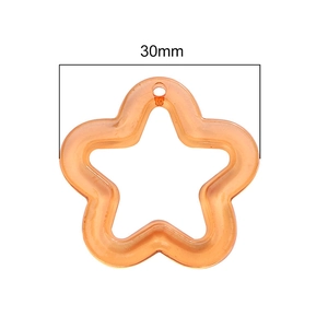 Orange translucent acrylic star bead for DIY jewelry making with 30mm width dimension