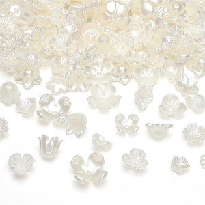 Artificial Pearl Look ABS Floral Flower Beads For DIY Jewelry Making Handmade Cherry Blossom Daisy Lily Of The Valley Crafting Findings